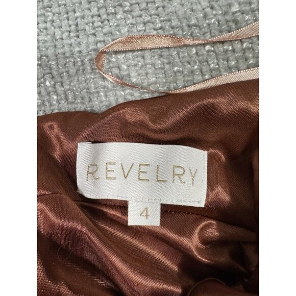 Revelry Dress Womens 4 Terracotta Velvet Tori Halter Maxi Bridesmaid Formal - Picture 7 of 11